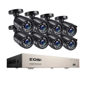 Kit ZOSI 8 Câmaras de Vigilância + gravador | Pretas - 1