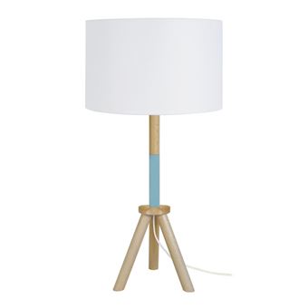 Candeeiro de Mesa Tosel Trident | 30 cm | 1 Luzes - Madeira Natural e Branco - 1