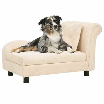 Sofá para Cães vidaXL com Almofada | 83x44x44 cm | Peluche Creme - 1