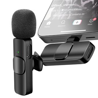 Microfone sem Fio Avizar | USB-C / Lightning | Lapela com Redução de Ruído Alcance 20 m | Preto - 1