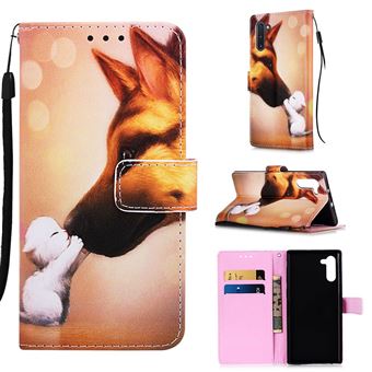 Capa Magunivers PU + TPU Impressão Padrão com Apoio Cão Beijando Gato para Samsung Galaxy Note 10/Note 10 5G