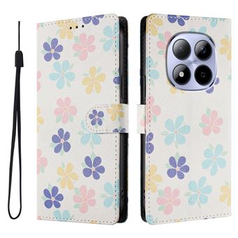 Capa FLOODKING para Xiaomi Redmi Note 15 5G | Suporte | Porta-Cartões e Alça | Padrões Decorativos | Branco e Roxo - 1