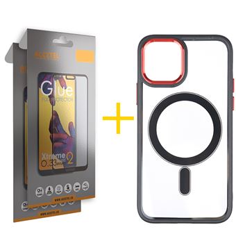 Pack 2 x Película de Vidro Temperado Full + Capa Accetel  Apple iPhone 14 Compatível com Magsafe Magnetic - Camel - 1