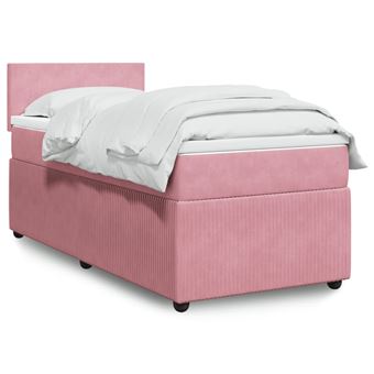 Cama com molas/colchão vidaXL | 100x200 cm | veludo rosa - 1