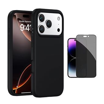Kit Película de Vidro Temperado Privacidade + Capa Proteção Silicone GIFT4ME para Apple iPhone 17 Pro Max | Preto - 1