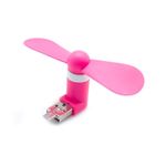 Mini Ventilador CN USB e MicroUSB Universal Rosa