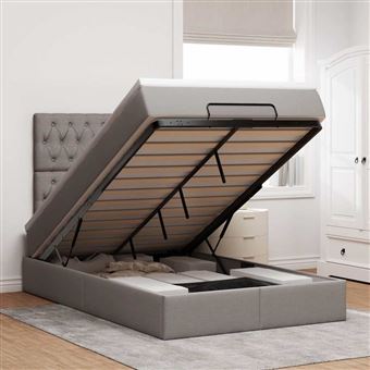 Estrutura de cama otomana vidaXL com tecido cinza 120x200cm - 1