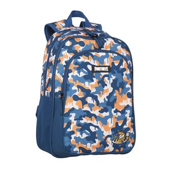 Mochila Primária DAM Fortnite Blue Camo com Compartimento Duplo | Adaptável ao Trolley |  31x20x43 cm - 1