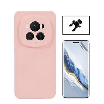 Kit GIFT4ME Película Protectora de Hydrogel Frente + Capa Proteção Traseira Silicone + Suporte Magnético Com Pernas para Honor Magic6 Pro | Rosa - 1