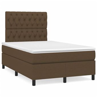 Cama box spring com colchão/LED vidaXL | 120x190cm | tecido castanho-escuro - 1