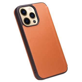 Capa de Couro Genuíno magunivers Qialino Ultra Fino Marrom para Iphone 13 Pro Max 6.7'' - 1