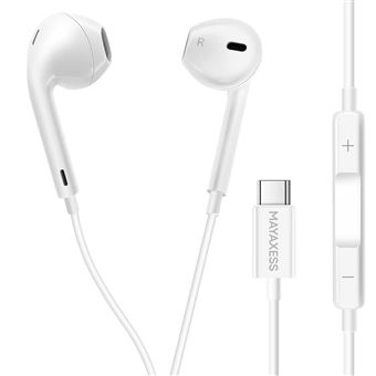 Auriculares com Fio USB-C Mayaxess | Compatível com Samsung Galaxy S25 Plus com Microfone Integrado | Branco - 1