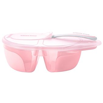 Tigela com Dois Compartimentos e Colher Kikka Boo Tasty Rosa - 1
