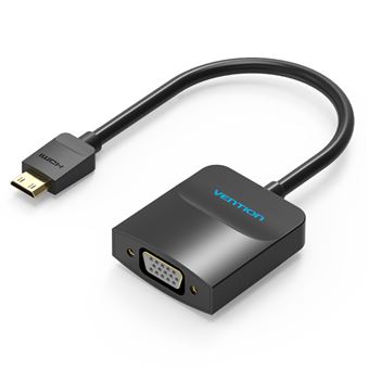 Cabo Adaptador Vention | Conversor Mini HDMI para VGA | Micro USB Fémea + Porta de Áudio | 0,15 m - Preto - 1