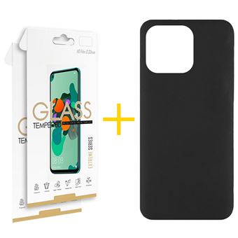 Pack 2 x Película de Vidro Temperado 2.5D + Capa skyhe Apple iPhone 14 Pro Silicone Líquido - Preto - 1