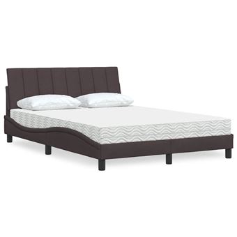Cama com colchão vidaXL |  120x200 cm | tecido castanho-escuro - 1