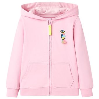 Sweatshirt para criança vidaXL | com capuz e fecho rosa-brilhante 116 | 5 a 6 anos - 1
