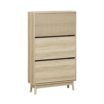 Sapateira sweeek com efeito madeira natural | 3 portas | madeira de nogueira - 1