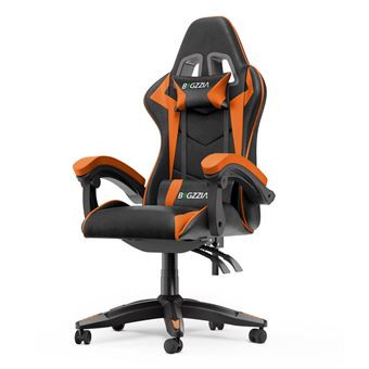 Cadeira Gaming Bigzzia com Almofada e Encosto Reclinável | Design Ergonómico - Laranja - 1