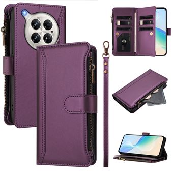 Capa FOXDOCK para Infinix Zero 40 4G/5G | Pele Premium | 9 Compartimentos para Cartões | Alça de Pulso Amovível - Roxo - 1