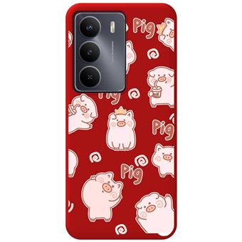 Capa Tumundosmartphone de Silicone Líquido vermelha para Realme 14x 5G | Desenhos de porco - 1