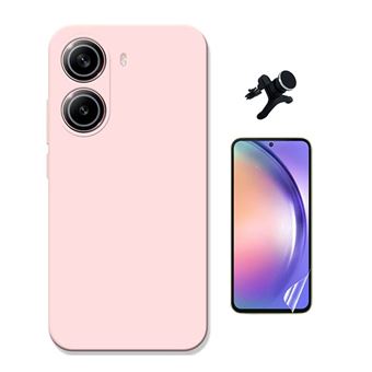 Kit Película Hydrogel Frente + Capa Silicone Líquido + Suporte Reforçado Phonecare para Xiaomi Poco X7 Pro | Rosa - 1