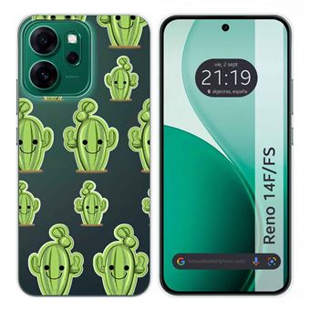 Capa Tumundosmartphone de Silicone Transparente para Oppo Reno 14 FS / 14FS 5G | Desenhos de design de cacto - 1
