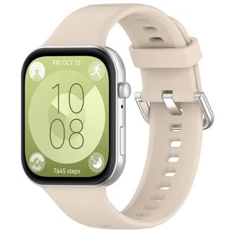 Bracelete em Silicone Líquido com Fecho de Metal Antiimpacto para Huawei Watch Fit 3 | Marfim - 1