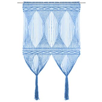 Cortina vidaXL em macramé 140x240 cm algodão azul - 1
