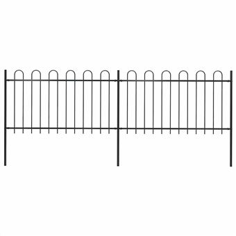 Cerca de jardim vidaXL com arco superior em aço | 359x100 cm | preta - 1