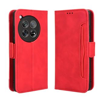 Capa FOXDOCK Protetora para OnePlus 12R | Suporte e Flip de couro PU | À Prova de Choque | Vermelho - 1