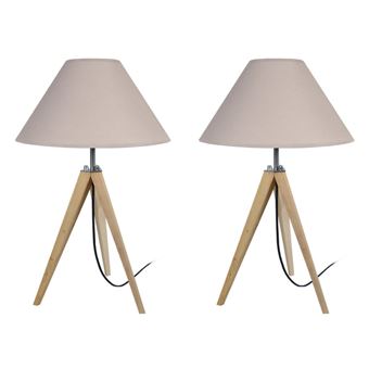 Candeeiro de Mesa Tosel Idun-Lot 2 | 30 cm | 1 Luzes - Madeira Natural e cinza pomba - 1