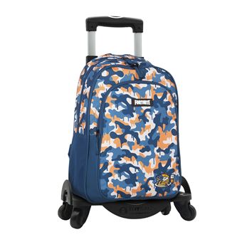 Mochila Primária DAM Fortnite Blue Camo com Duplo Compartimento + Trolley com Proteção Lateral  |  31x18x42 cm - 1