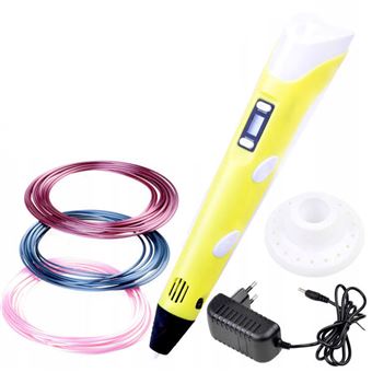 Caneta 3D Inteligente Arzopa com Display LED | Carregamento USB, PLA e ABS | Filamento PLA Compatíveis | 5m - Amarelo - 1