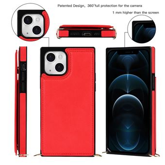 Capa e Tpu + Pu magunivers com Função de deslizamento Anti-Roubo de Bloqueio de Rfid | Absorção Automática Vermelho para Iphone 13 6.1'' - 1