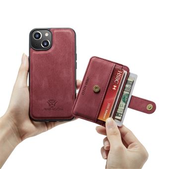 Capa e Tpu + Pu magunivers Jeehood 2 em 1 Destacável | Magnético | Bloqueio de Rfid com Suporte para Cartão Vermelho para Iphone 13 Mini 5.4'' - 1