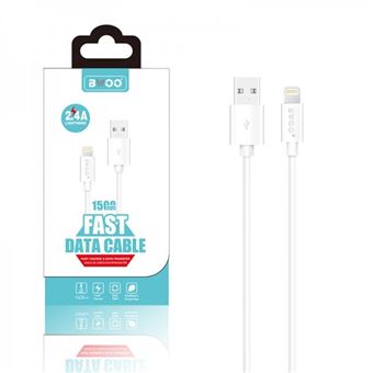 Cabo BWOO Apple USB - Lightning para iPhone 11 Pro Max, XS MAX, 8 plus, 7 plus, 6 Plus IPAD - Carregamento Rápido - Alta Qualidade - 1,5m - Branco - 1