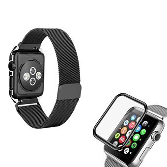 Kit Phonecare Pulseira Bracelete Milanese Loop Fecho Magnético + Película de Vidro 3D para Apple Watch Series 4 40mm - Preto - 1