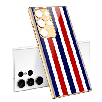 Capa V-REEL Armação em TPU + parte traseira do vidro para Samsung S23 Plus - Barras coloridas - 1