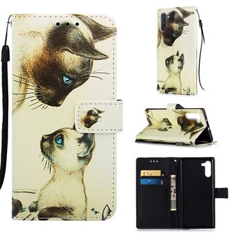 Capa Magunivers PU + TPU Impressão Padrão com Apoio Dois Gatos para Samsung Galaxy Note 10/Note 10 5G