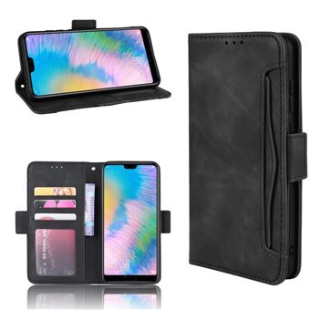 Capa Magunivers PU com Suporte e Vários Titulares de Cartão Preto para Huawei P20 Pro