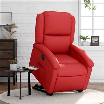Poltrona reclinável vidaXL | elevatória elétrica | couro artificial vermelho - 1