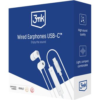 Auriculares 3MK Wired USB-C | Branco - 1