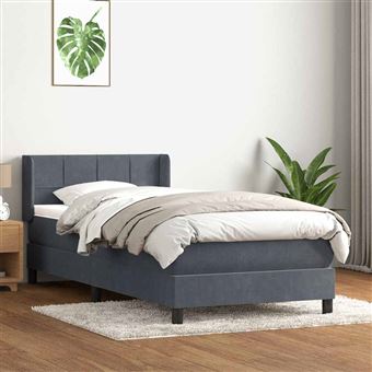 Cama com molas/colchão vidaXL |  90x220 cm | veludo cinzento-escuro - 1