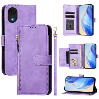 Capa FOXDOCK para Samsung Galaxy A04 Core | Pele PU com Fecho | Porta-Cartões | Alça de Mão | Roxo - 1