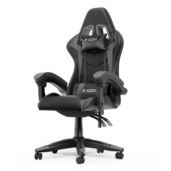 Cadeira Gaming Bigzzia com Almofada e Encosto Reclinável | Design Ergonómico - Cinzento - 1