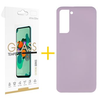 Pack skyhe 1 x Película de Vidro Temperado 2.5D + Capa para Samsung Galaxy S24 Plus Silicone Líquido | Roxo - 1