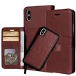 Capa PU Magunivers Flip 2-em-1 castanho para Apple iPhone X (Ten)