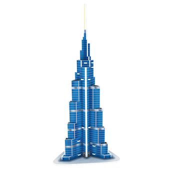 Quebra-cabeça 3D DAM | papelão | Burj Khalifa | Azul - 1