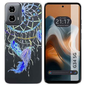 Capa de Silicone Tumundosmartphone para Motorola Moto G34 5G | Transparente Desenhos penas - 1